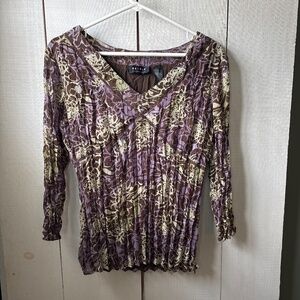 Axcess by Liz Claiborne flowered quarter sleeve blouse